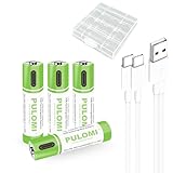 USB AAA Lithium Ionen Aufladbare Akkus, 1.5V 550mWh wiederaufladbare batterien AAA Akku, 1H Stunden Schnellladung, 1200 Zyklen mit Typ C Ladekabel, Überladeschutz, Pack of 4