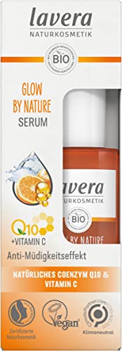 lavera GLOW BY NATURE Serum - Naturkosmetik vegan Q10 & Vitamin C Feuchtigkeitsspendend Anti-Falten vitalisierend straffe Haut PETA-zertifiziert 1 x 30 ml, Orange
