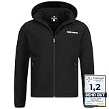 Kirkjubøur® Hestur Herren SOFTSHELLjacke 10.000 mm Wassersäule, mit Kapuze und Fleecefutter, atmungsaktiv und wasserabweisend, Outdoor (as3, alpha, l, regular, regular, Schwarz)