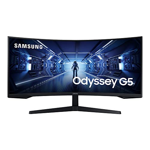 Samsung Odyssey G5 Ultra Wide Gaming Monitor C34G55TWWR, 34 Zoll, VA-Panel, UWQHD-Auflösung, AMD FreeSync Premium, 1 ms Reaktionszeit, Krümmung 1000R, Bildwiederholrate 165 Hz, schwarz
