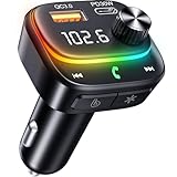 Achifine Bluetooth FM Transmitter Auto ladegerät 48W dualer USB-Anschluss Ladegerät KFZ Adapter kabelloser Radioempfänger, RGB Lichter, Touchscreen für Musik-Streaming