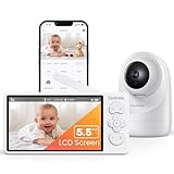 5,5 Zoll Babyphone mit Kamera Codnida 3MP HD Video Babyfon Camera,Baby Camera mit Bewegungsmelder und App,2-Wege-Audio,VOX-Modus,PTZ,Nachtsicht,Temperatur und Luftfeuchtigkeitsalarm,IR-Nachtsicht,Weiß