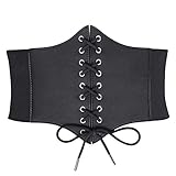 JasGood Damen Korsett Gürtel Schnürkorsett Elastischen Breiten Band, Gebundener Waspie Taille Gürtel Hüftgurt für Damen,Schwarz,73cm(Anzug für Taille 66cm-74cm)