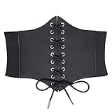 JasGood Damen Korsett Gürtel Schnürkorsett Elastischen Breiten Band, Gebundener Waspie Taille Gürtel Hüftgurt für Damen Karneval Carnival,Schwarz,73cm(Anzug für Taille 66cm-74cm)