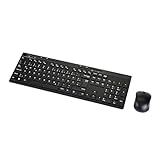 Amazon Basics – Tastatur-Maus-Set, volle Größe, kabellos, USB-Empfänger mit 2,4 GHz, DE-Layout, schwarz