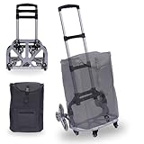 DioPaiB Sackkarre Treppensteiger Klappbar, Aluminium Transportkarre mit 6 Rader, Faltbare Treppenkarre Bis 75kg, Treppensackkarre mit Canvas Tasche, Treppensteiger-Sackkarre für Häuser, Geschäfte