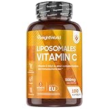 Liposomales Vitamin C - 1000mg Vit C, 100mg Sonnenblumenphospholipide & 30mg Hagebutte - 180 vegane Kapseln - Glutenfrei & Ohne Gentechnik - WeightWorld