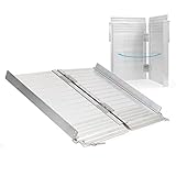 Wiltec Rollstuhlrampe faltbar 62 cm 270 kg, Mobile Auffahrschiene als Rollirampe, Aluminium Kofferrampe, Flachrampe klappbar
