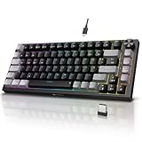 KOORUI Mechanisch Tastatur, Gaming Tastatur Kabellos/Kabelgebunden/Bluetooth 26 RGB Wiederaufladbare 4000mAh Batterie 82 Tasten Deutsches Layout QWERTZ für Windows MacOS Linux-Rotem Schalter