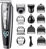 Hatteker Bartschneider Bart Trimmer Haarschneidemaschine Herren Haartrimmer Haarschneider Nasentrimmer Bodygroomer Wasserdichter 5 In 1, Aufladbar
