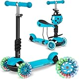 Ricokids 3-in-1-Laufroller für Kinder – Roller DREI Rollen - Kinderroller 3 Räder – Kinderroller ab 3 Jahre – Kleinkindroller – 27,5 x 55,5 x 78,5 cm - Farbe: Blau