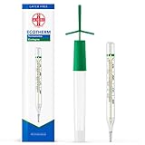 AIESI® Fieberthermometer klinischen analog glas klassisch ohne quecksilber fur erwachsene und kinder ECOTHERM, Mit koffer zum schnellen nullstellen, Okologische, 24 monate garantie