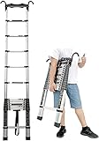 Hohe Teleskopleiter mit Haken, 8 m/7 m/6 m/5 m/4 m/3 m/2 m/1 m hoch, ausziehbare Leiter, Heimloft-Büro-Teleskopleiter, Belastung 150 kg (Größe: 2,4 m/7,9 ft) Stern des Lichts