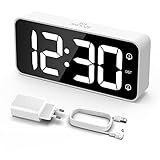 LATEC Wecker Digital, LED Digitaler Wecker mit 2 Alarme Snooze, Digital Uhr mit USB-Ladeanschluss, 0–100% Helligkeitsdimmer, 90–120 dB Alarm Lautstärke, 8 Klingeltönen, 12/24H, Netzbetrieben