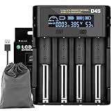 Universal 18650 Akku Ladegerät, Schnellladefunktion mit LCD-Display, 4-Slot Smart Battery Charger für 3,7 V Lithium Akku und 1,2 V NI-Mh/NI-Cd AA AAA Akku