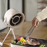 Desktop Dunstabzugshaube, USB Mini Haushalt Tragbare Dunstabzugshaube Hot Pot Grill Großer Saug Abluftventilator Einstellbare Geschwindigkeit für Zuhause Camping (Weiß)