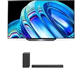 LG OLED55B29LA TV 139 cm (55 Zoll) OLED Fernseher (Cinema HDR, 120 Hz, Smart TV) + Soundbar (380 Watt) mit kabellosem Subwoofer & Meridian-Technologie (Dolby Atmos, HDMI), Dark Steel Silver