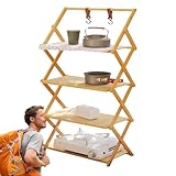 Faltbare Campingregale - Faltbares Campingregal | Mehrstöckiges Camping-Gestell | Outdoor Klappregal | Camping Klapptisch Kompakt