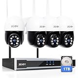 REIGY 5MP WLAN Überwachungskamera Set Aussen mit PT Kamera, Funk NVR Überwachungssystem, Outdoor Camera Kit Drahtlos mit Zwei-Wege-Audio Bewegungserkennung Farbige Nachtsicht