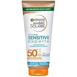 Garnier Sonnenschutzmilch mit LSF 50+, Sehr leichte und rückstandslose Sonnencreme für helle und empfindliche Haut, Ambre Solaire Sensitive expert+, 1 x 175 ml