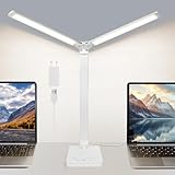 STAPERFO Schreibtischlampe - LED Nachttischlampe, LED Tischlampe Dimmbar, Tageslichtlampe Augenschutz mit 45-Minuten Timer, 5 Farben und 10 Helligkeitsstufen, USB-Anschluss für Leser, Kinder, Büro