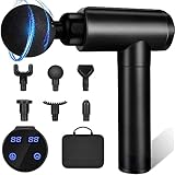 Massagepistole Massagegerät für Nacken Schulter Rücken, Massage Gun für Sportler, Muskel Massage Pistole mit 6 massagepistole und 30 Geschwindigkeiten LED Anzeige Touchscreen, Black