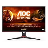 AOC Gaming 24G2SPAE - 24 Zoll FHD Monitor, 165 Hz, 1 ms MPRT, FreeSync, G-Sync Compatible, Lautsprecher (1920x1080, VGA, HDMI, DisplayPort) schwarz/rot