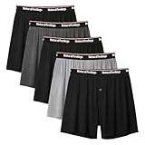 Natural Feelings Bambus Boxershorts Herren Unterhosen Männer Unterwäsche Herren Atmungsaktive Weit Unterhosen Herren 5er Pack XL,B:Bambus Boxershorts-Grau/Schwarz