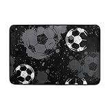 OWFKAY Fußmatte mit Aufschrift 'Welcome Football', abstrakter Fußball, Wohnzimmer, Küche, Bodenmatte, Zuhause, Innen- und Außenbereich, Dekoration, 60 x 40 cm