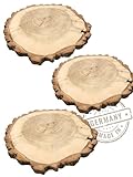 Baumscheiben 30cm ø | 3 Stück | geschliffen & mit Rinde | Made in Germany | edles Pappelholz als tolle Tischdeko | Tortenplatte | Hochzeitsdeko | deko Tablett | DIY (3 Stück)