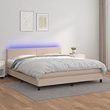Vopese Boxspringbett mit Matratze & LED Cappuccino-Braun 160x200cm Familienbett Model3134116