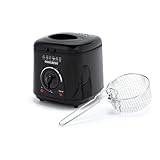 Progress EK2969PBLKVDE Kompakte 1L Mini-Fritteuse - Herausnehmbarer antihaftbeschichteter Frittierkorb, einfach reinigen, rutschfest, einstellbare Temperaturkontrolle, geruchsmindernder Filter, 950W