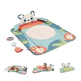 FISHER-PRICE Rolli-Roll Panda Spielmatte - Große 3-in-1 Spielmatte zum Mitnehmen, kontrastreiches Muster, Knisterspielzeug und Spiegel, 90% recylcled, FSC-zertifizierten Verpackung HKD65
