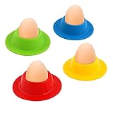 Vicloon Eierbecher,4 Stück Weicher Eierbecher,rund stapelbar Eierbecher aus Silikon,Frühstück Eierhalter Set für Küche und Camping- Bunt