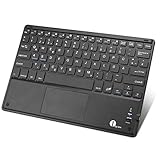 1byone DIAFIELD Bluethooth Tastatur mit Touchpad, Tablet Tastatur Ipad Keyboard QWERTZ PC Tastatur Kompatibel mit Android Windows IOS