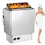 hKjPlvf Electric Sauna Heater, Wall Mount Sauna Steamer, 3KW-9KW Stainless Steel Inner Control Electric Sauna Heating Stove for Sauna Rooms and Steam Bath, Timer: 0-180 Min, Temperature: 0-110℃,6KW