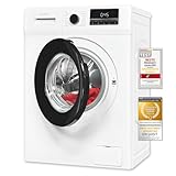 Exquisit Waschmaschine WA58014-340A | 8kg | Energieklasse A| Kurzprogramm, Eco-Funktion, Feinwäsche | Startzeitvorwahl | LCD-Display