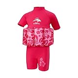 Konfidence Float Suit T-Shirt für Kinder mit integrierter Schwimmhilfe Rosa Pink/Hibiscus 1-2 Jahre