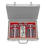 Testlinsenset - 104 Stück Trial Lens Testlinsen-Set, Metal Optometry Testlinsen mit Optometrie-Rahmen und Optometrie Felgenkoffer, Testlinsenausrüstung für Optiker Sehzentren und Krankenhäuser