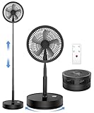 LBSTP Tragbarer oszillierender Standventilator mit Fernbedienung, 22,9 cm faltbarer Standventilator, 7200 mAh wiederaufladbarer Akku, USB-betriebener Bodenventilator, höhenverstellbar, 4