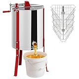SUBTLETY Manuelle Honigschleudern 3-Waben Honigschleuder Edelstahl Handkurbel Honigextractor mit Deckel, Honigventil & Bienenzüchter Zubehör Honeyextractor Tangentialschleuder bis zu 3 Bienenstöcke