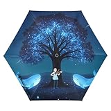 Nexawaveo Artist and Tree Regenschirme mit automatischer Öffnung, UV50+, Sonnenschutz, winddicht, Reiseschirm mit Nano-wasserdicht, kompakt, leichte Beschichtung, für Pendler, Ausflüge, Wandern