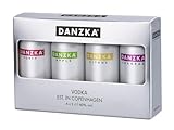 DANZKA EST. IN COPENHAGEN Minipack (4x50ml) – Skandinavischer Premium Vodka in den Sorten Original, Apple, Citrus und Cranraz – ideal für den Pur-Genuss und perfekt als Cocktail Basis – 40 % Vol.