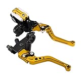 KIMISS Paar Brems- und Kupplungs-Geberzylinderhebel - 1 Paar 7/8' (22mm) Universal-Bremshebel Bremskupplung Motorrad-Hauptbremshebel einstellbare Aluminium-Zylinderhebel (Gold)