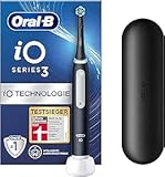 Oral-B Wiederaufladbare elektrische Zahnbürste iO 3 Schwarz, 1 elektrische Zahnbürste, 1 Ersatzkopf, Reiseetui + Zahnpasta Oral-B Advanced Zahnfleischschutz, effektive Zahnreinigung
