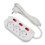 feletec 3-Fach Steckdosenleiste einzeln schaltbar 1,5m Kabel Farbe: weiß, für Wandmontage geeigtnet, 230V 16A 3500W