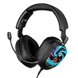 Konix Naruto Shippuden Gaming-Headset mit Kabel 7.1 für PC - 50 mm Lautsprecher - Mikrofon - 2 m USB-Kabel - LED-Hintergrundbeleuchtung - Motiv Naruto Rasengan - Schwarz