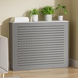 Moderne Heizkörperverkleidung mit Lamellen-Design, fügt Regalfläche hinzu, ideal für Zuhause, Büro und Flur Heizungslösungen