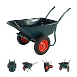 TRUTZHOLM 2-Rad Schubkarre 100 L 160 kg Gartenschubkarre mit 4 PR Lufträdern auf Stahlfelgen für Garten, BAU und Stall Schiebkarre Gartenkarre 73 cm Griffhöhe