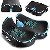 POOTACK Orthopädisches Sitzkissen für Bürostuhl & Autositz – Ergonomisches Steißbeinkissen aus Memory-Schaum, Fördert Durchblutung, Entlastet das Steißbein und Erhöht Sitzkomfort, Blau